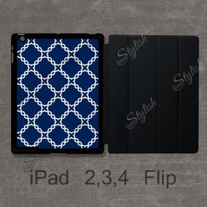 Ipad Flip Case - Navy Blue Knitted Pattern ,..